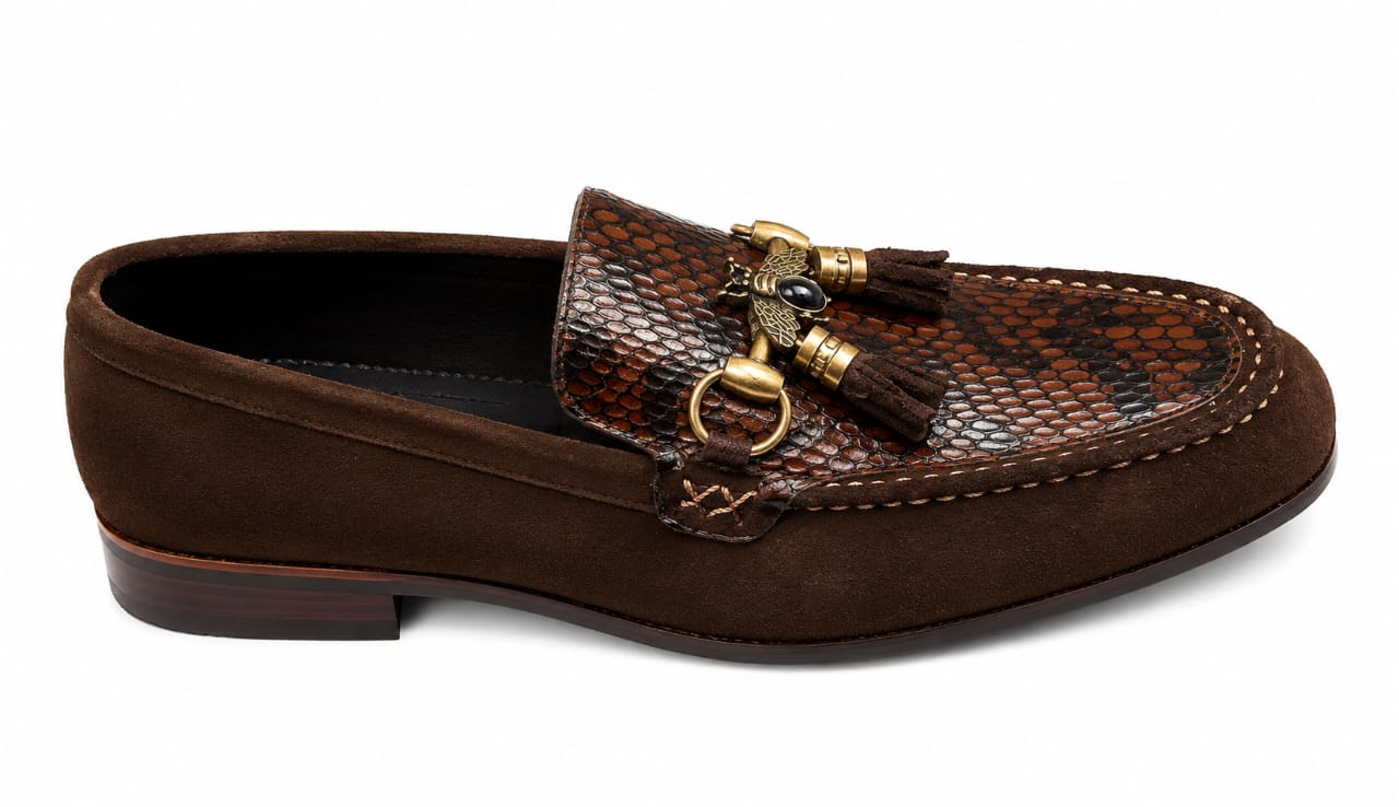 Luxury Bee Tassel Suede Loafers – Premium Handcrafted Slip-On Shoes for Men