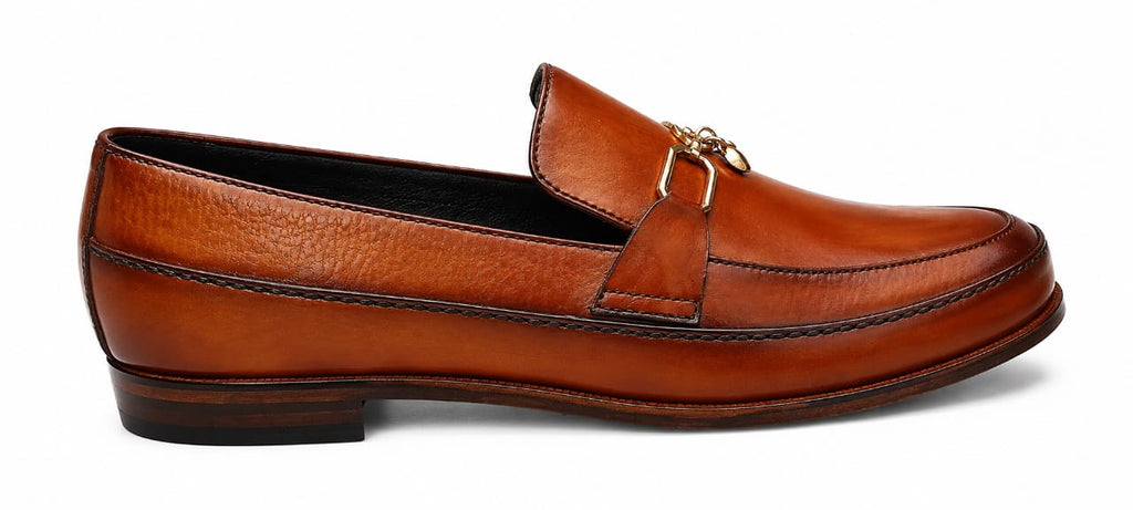 Luxury Tan Charm Horsebit Leather Loafers – Handcrafted Premium Slip-On Shoes for Men