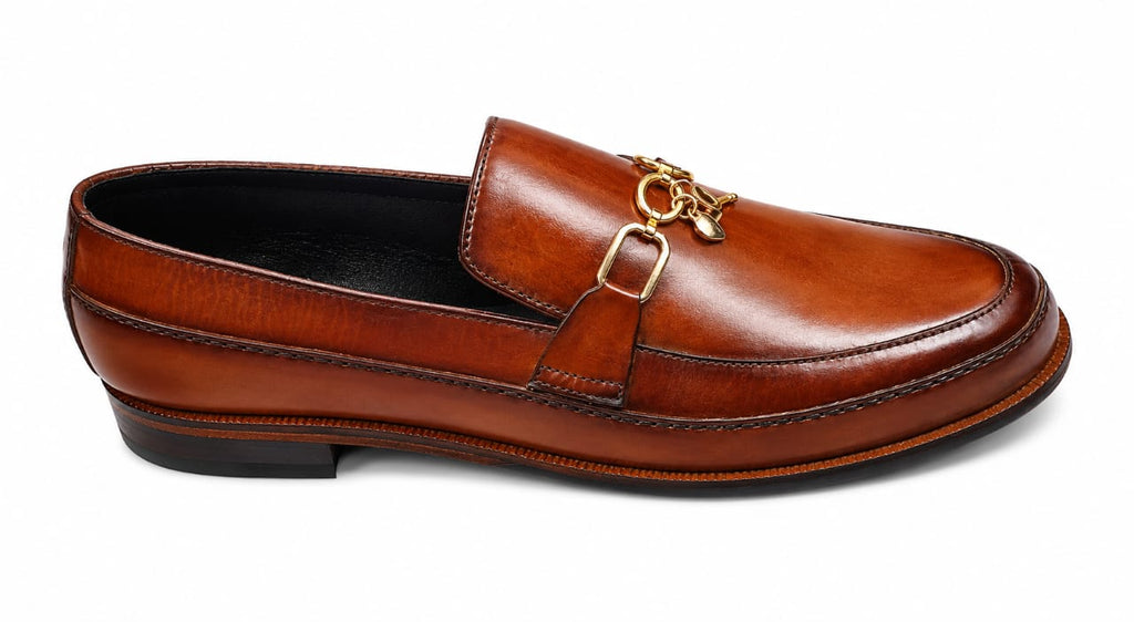 Luxury Tan Charm Horsebit Leather Loafers – Handcrafted Premium Slip-On Shoes for Men