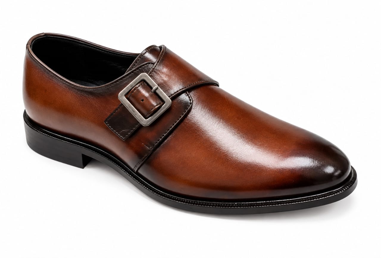 Premium Single Monk Strap Shoes – Genuine Leather (Formal Wear)