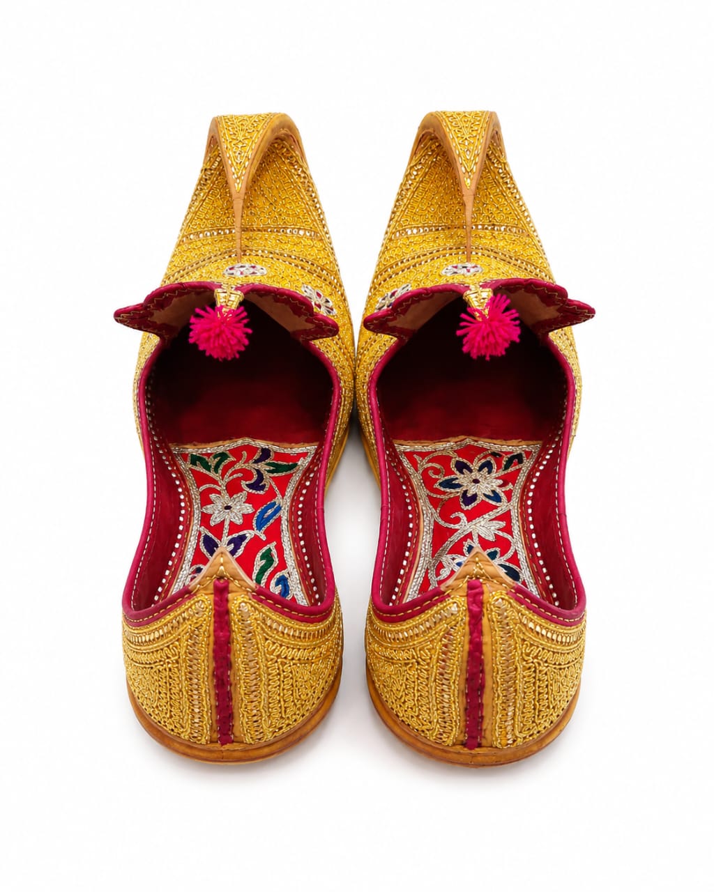 Taj Khussa Tilla Fancy Leather (Customized)– Gold & Silver Embroidery (Premium Handmade)