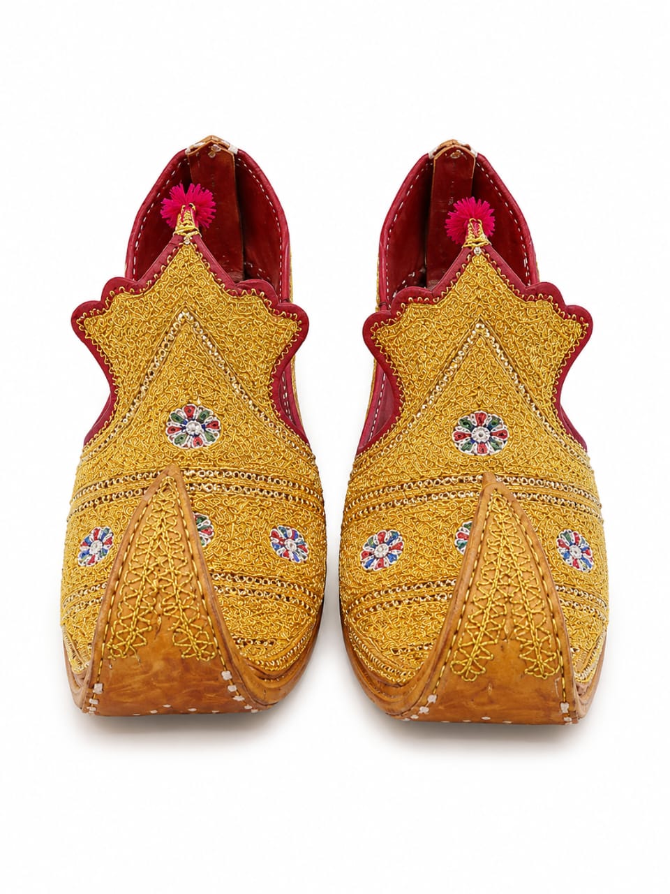 Taj Khussa Tilla Fancy Leather (Customized)– Gold & Silver Embroidery (Premium Handmade)