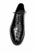 Handmade Croc Black Wholecut Oxford Shoes – Premium Genuine Leather Formal Dress Shoes