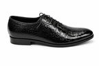 Handmade Croc Black Wholecut Oxford Shoes – Premium Genuine Leather Formal Dress Shoes