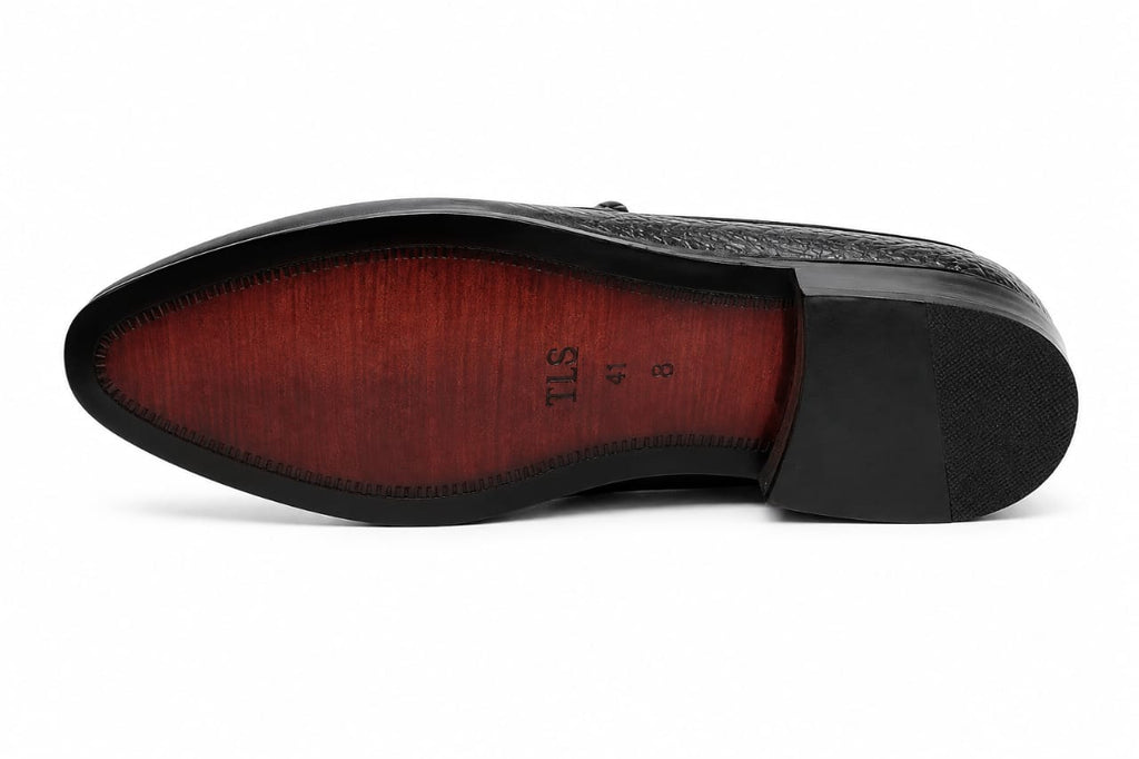 Handmade Croc Black Wholecut Oxford Shoes – Premium Genuine Leather Formal Dress Shoes