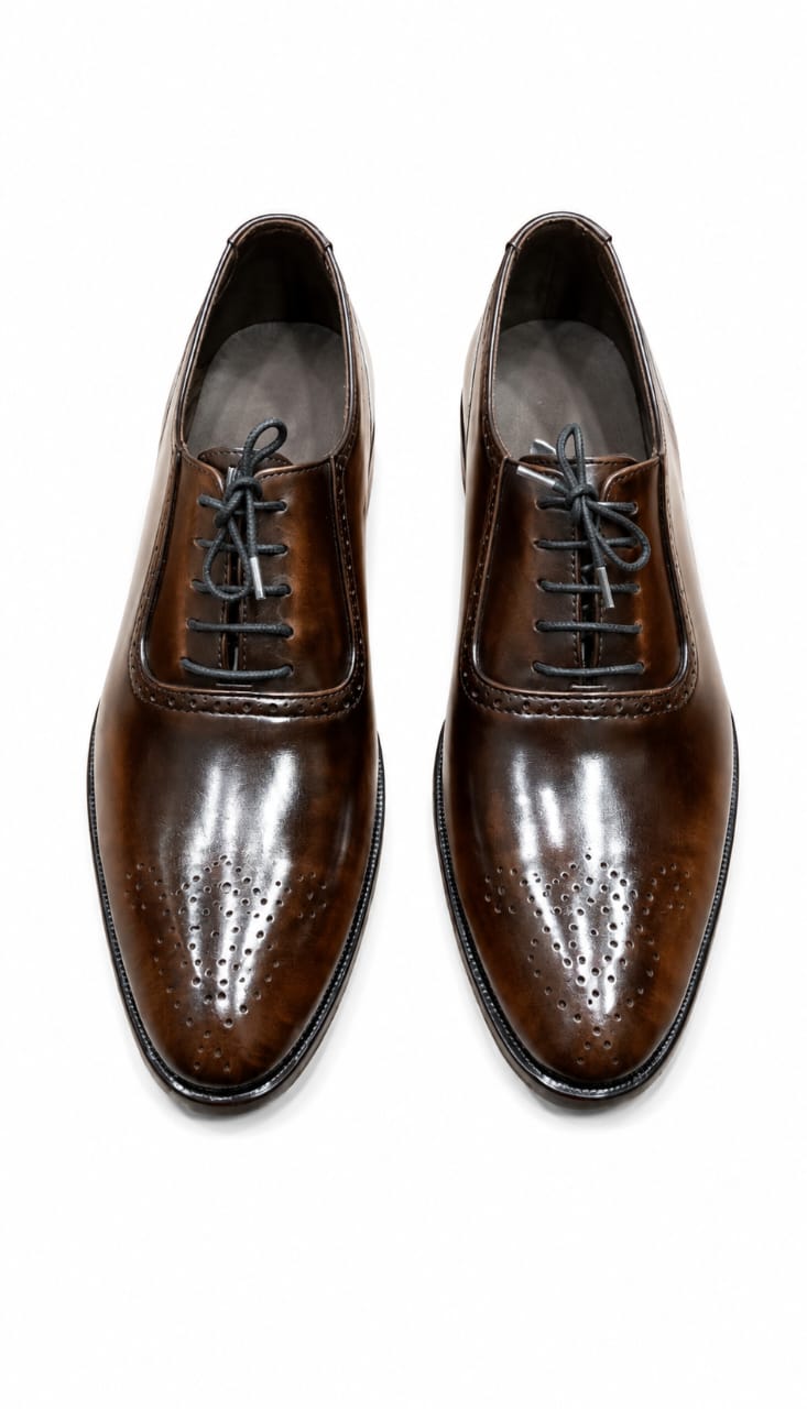 Premium Dark Brown Leather Brogue Oxford Shoes for Men – Handmade Genuine Leather | TLS