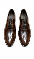 Premium Dark Brown Leather Brogue Oxford Shoes for Men – Handmade Genuine Leather | TLS