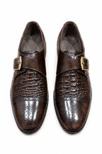 Premium Brown Embossed Leather Single Monk Strap Shoes for Men – Handmade | TLS