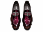 Premium Burgundy Patent Leather Bit Loafers for Men – Handmade Genuine Leather | TLS