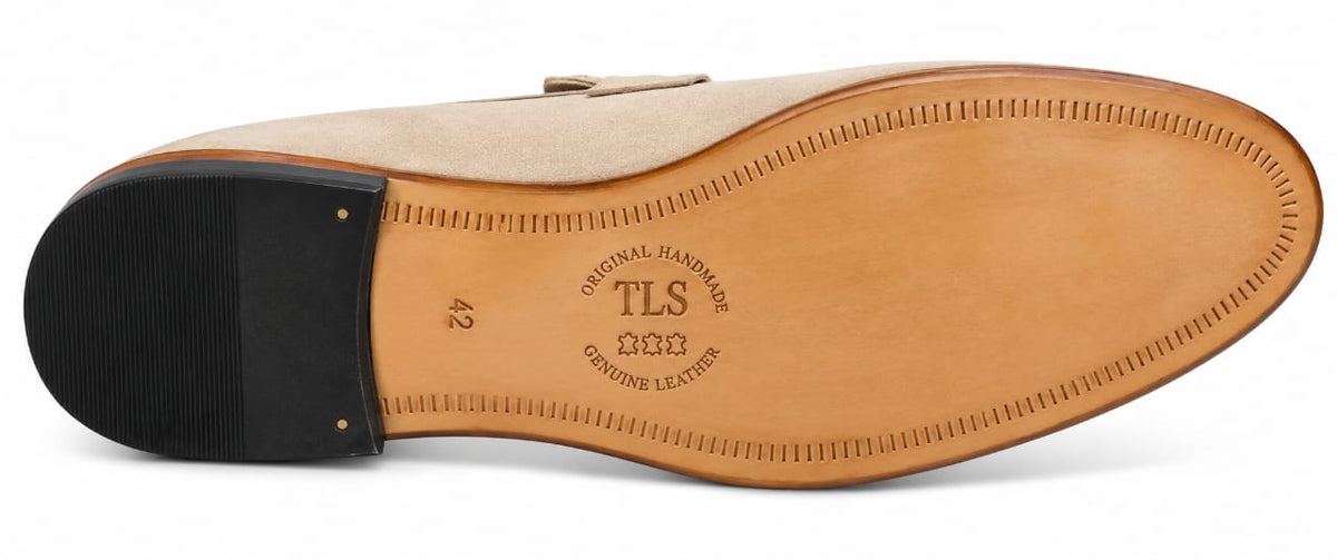 Premium Beige Suede Penny Loafers  – Handmade Genuine Leather | TLS