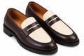 Two-Tone Leather Penny Loafers – Brown & Cream | The Leather Studio