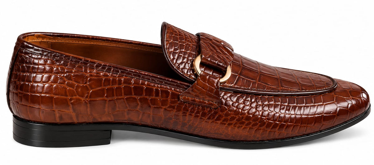 Luxury Croc-Embossed Tassel Leather Loafers – Handcrafted Premium Slip-On Shoes for Men
