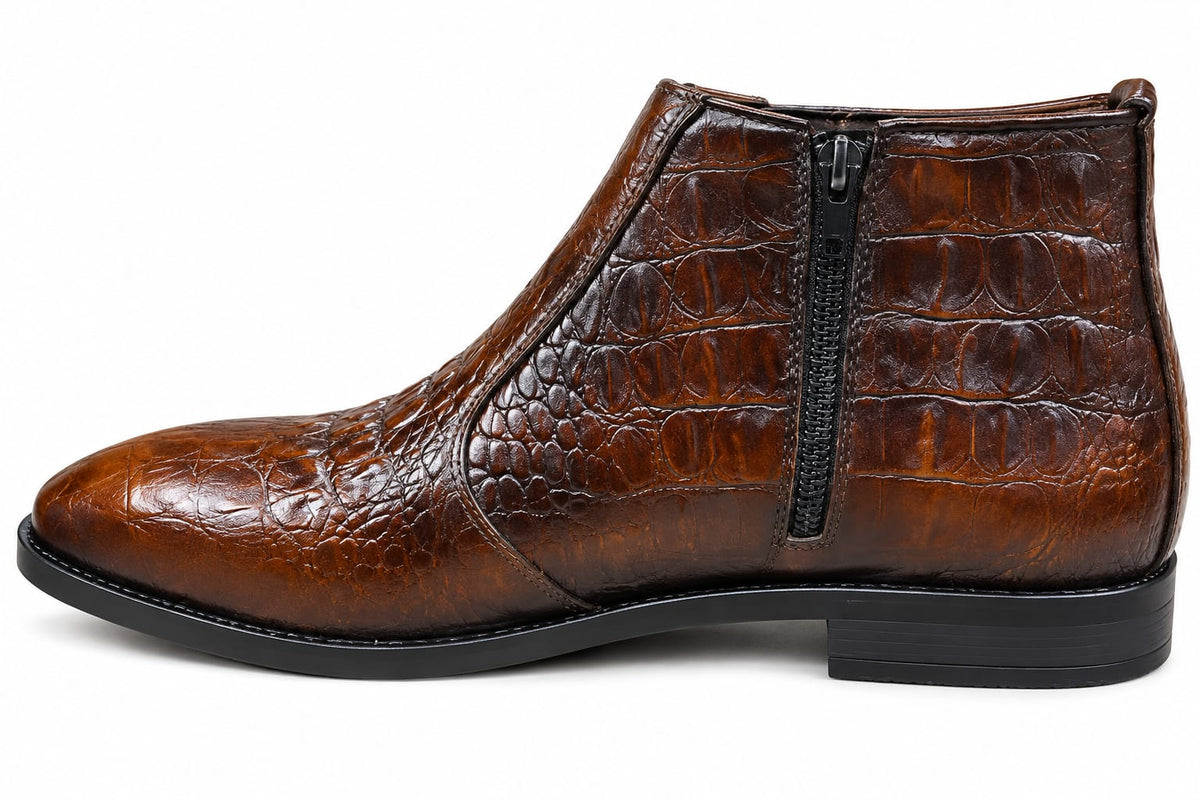 Premium Croc Leather Chelsea Boots for Men – Handmade Genuine Leather | TLS