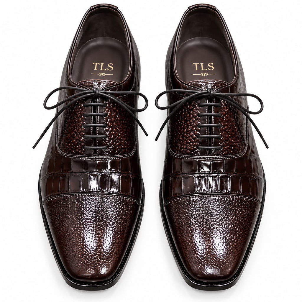 Premium Dark Brown Leather Lace up  Oxford Shoes for Men – Handmade Genuine Leather | TLS
