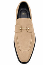 Premium Beige Suede Leather Horsebit Loafers for Men – Handmade Genuine Leather|TLS
