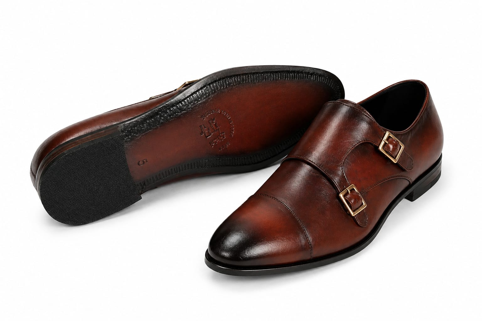 Premium Double Monk Strap Shoes – Genuine Leather (Formal Wear)
