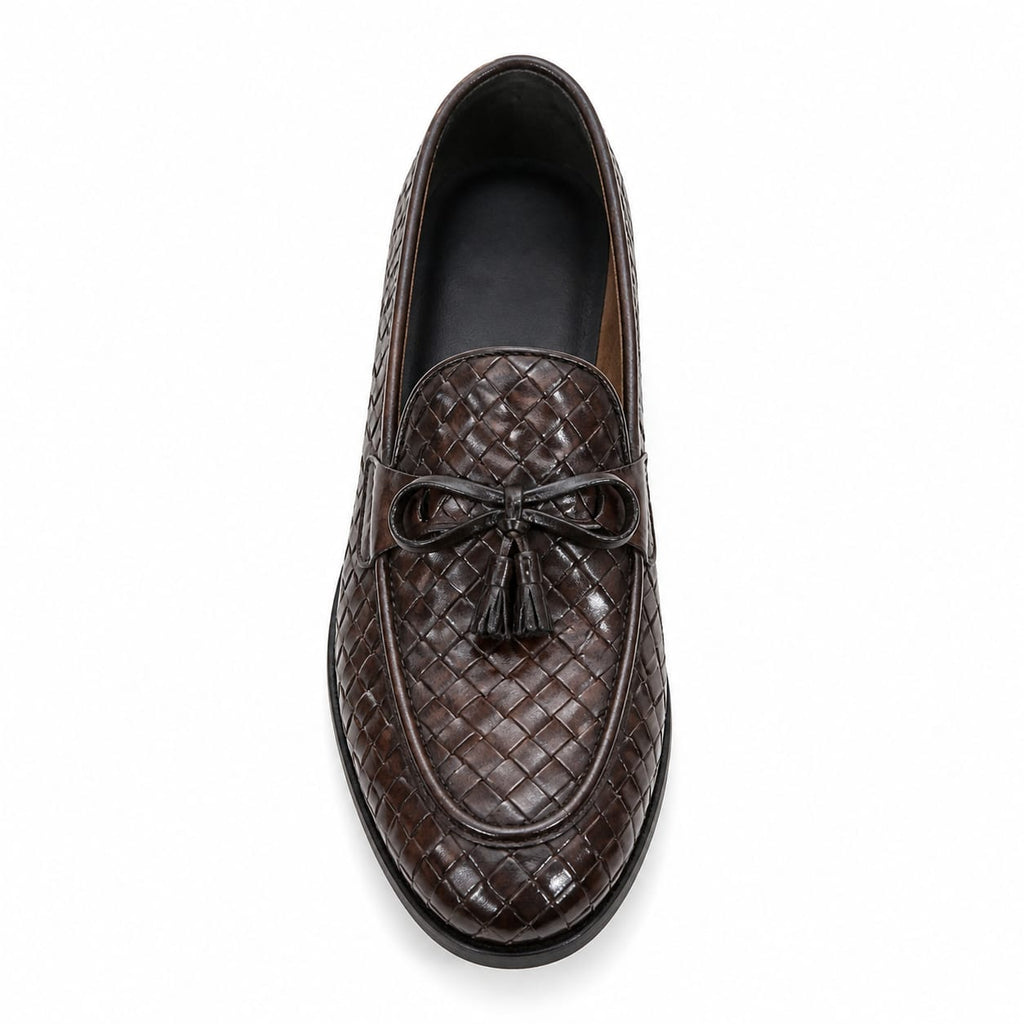 Premium Handwoven Leather Loafers – Tassel Design Slip-On (Comfort Fit)