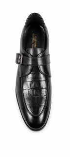Midnight Python Leather  Monk Strap Shoes – Genuine Leather (Formal Wear)