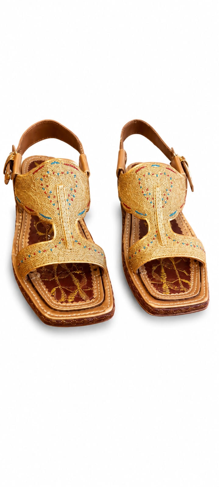 Peshawari Tilla Karhai Chappal – Gold & Silver Embroidery (Premium Handmade)