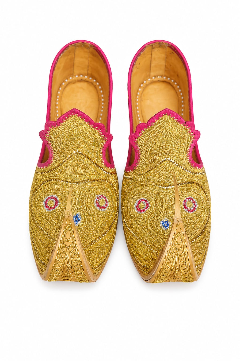 Taj Khussa Tilla Fancy Leather (Customized)– Gold & Silver Embroidery (Premium Handmade)