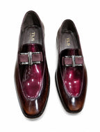 Premium Burgundy Patent Leather Bit Loafers for Men – Handmade Genuine Leather | TLS