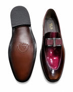 Premium Burgundy Patent Leather Bit Loafers for Men – Handmade Genuine Leather | TLS