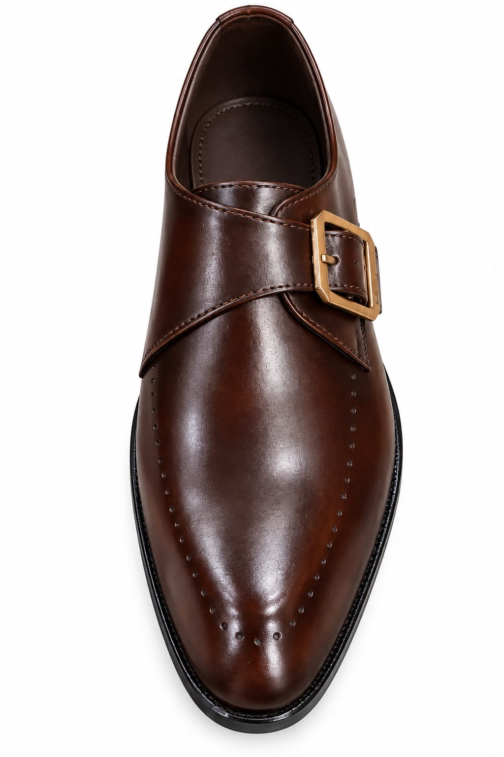 Premium Brown Embossed Leather Single Monk Strap Shoes for Men – Handmade | TLS