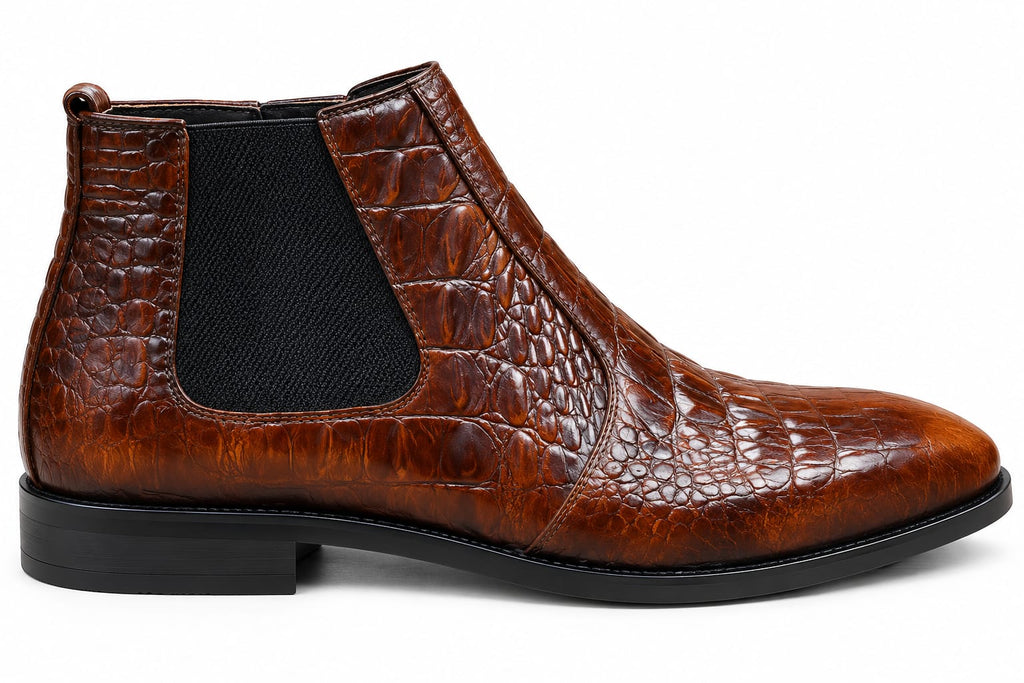 Premium Croc Leather Chelsea Boots for Men – Handmade Genuine Leather | TLS
