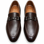 Premium Brown Mild Embossed Leather Loafers for Men – Handmade | TLS