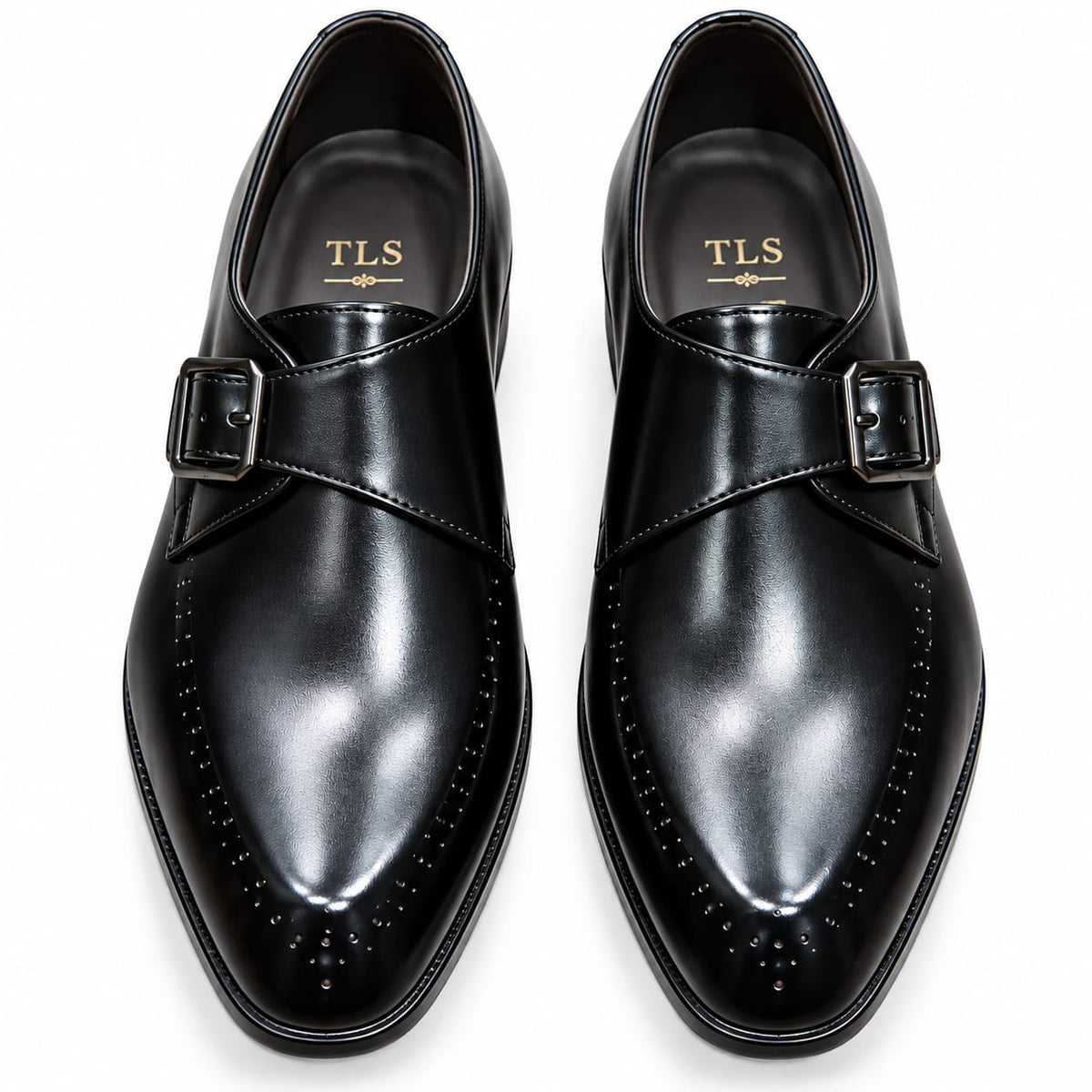 Premium Brown Embossed Leather Single Monk Strap Shoes for Men – Handmade | TLS
