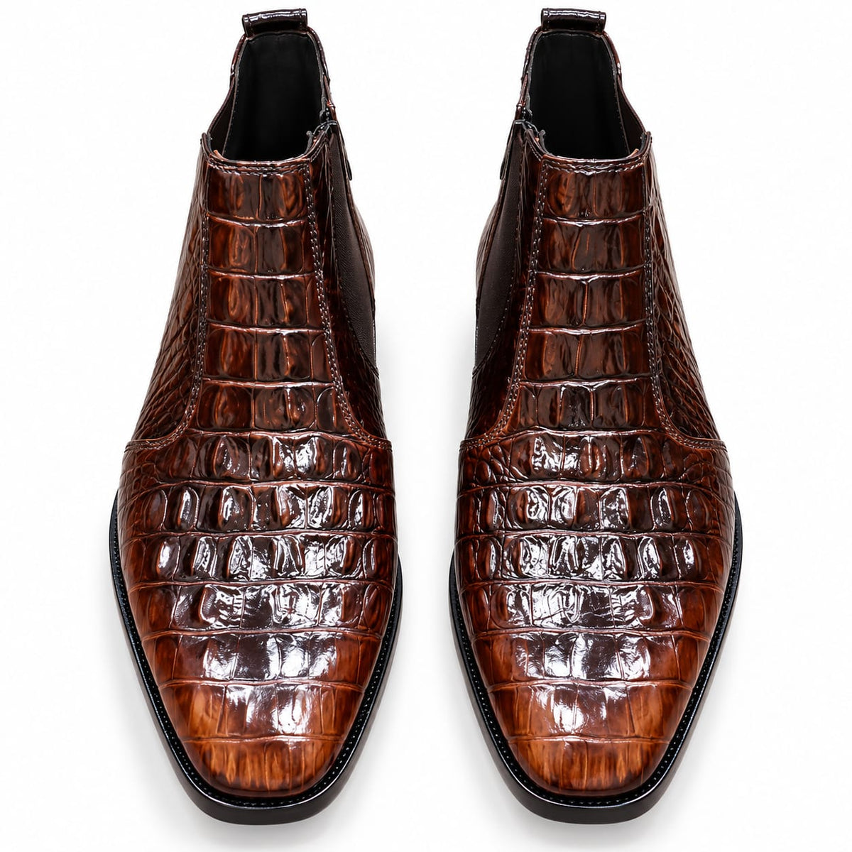 Premium Croc Leather Chelsea Boots for Men – Handmade Genuine Leather | TLS