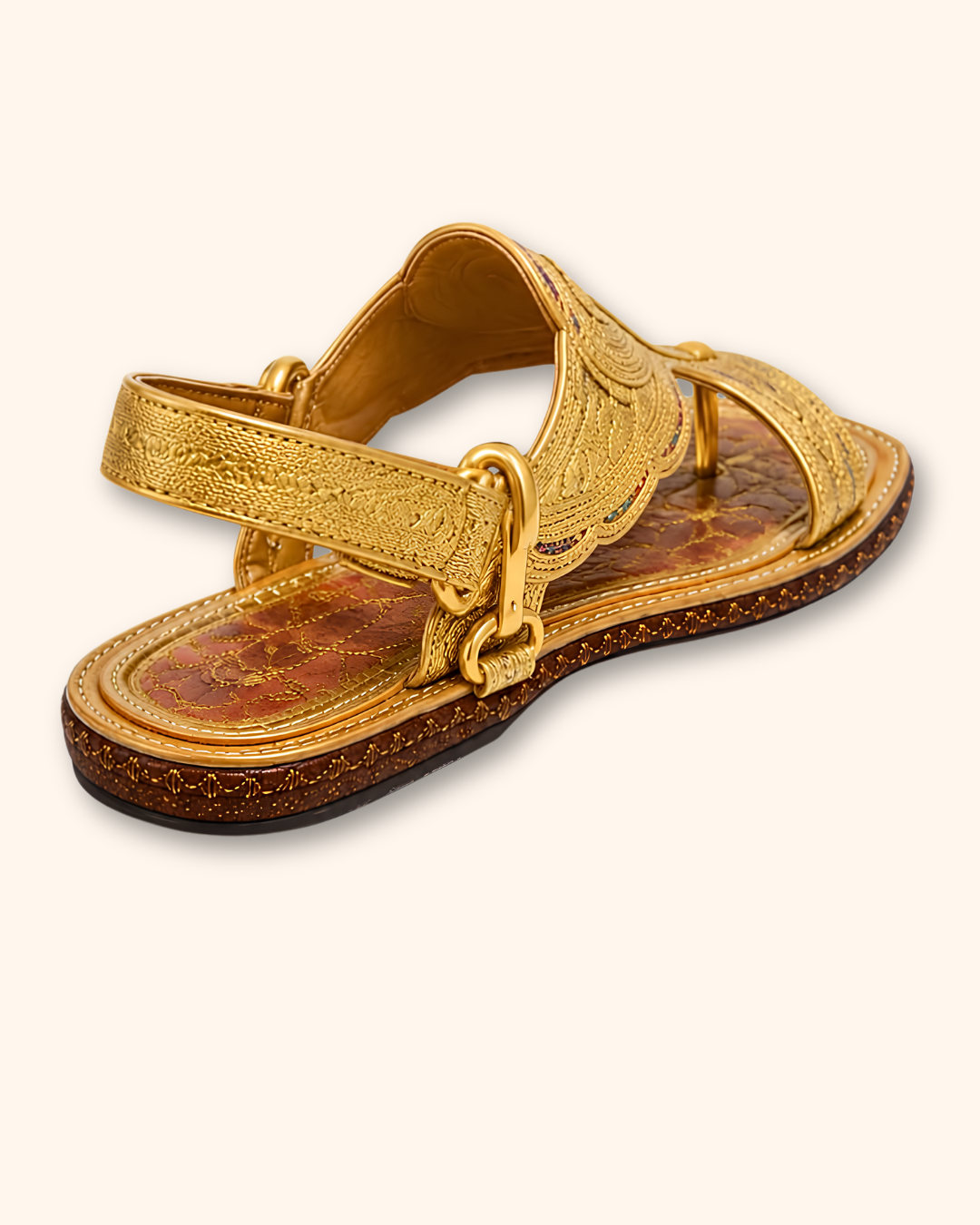 Peshawari Tilla Karhai Chappal – Gold & Silver Embroidery (Premium Handmade)