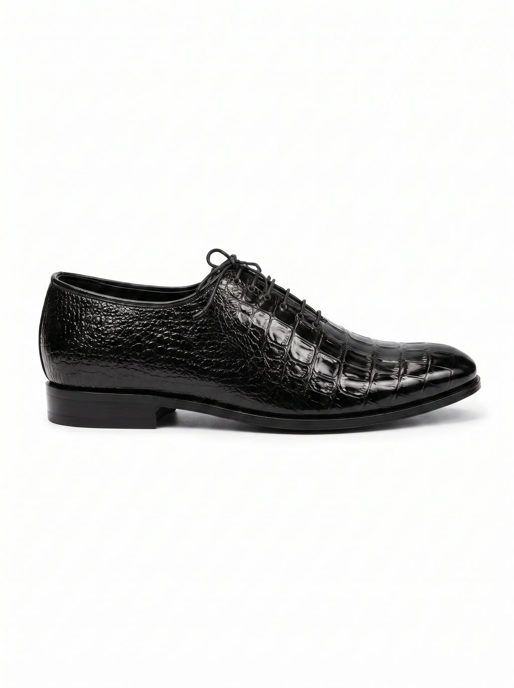 Handmade Croc Black Wholecut Oxford Shoes – Premium Genuine Leather Formal Dress Shoes