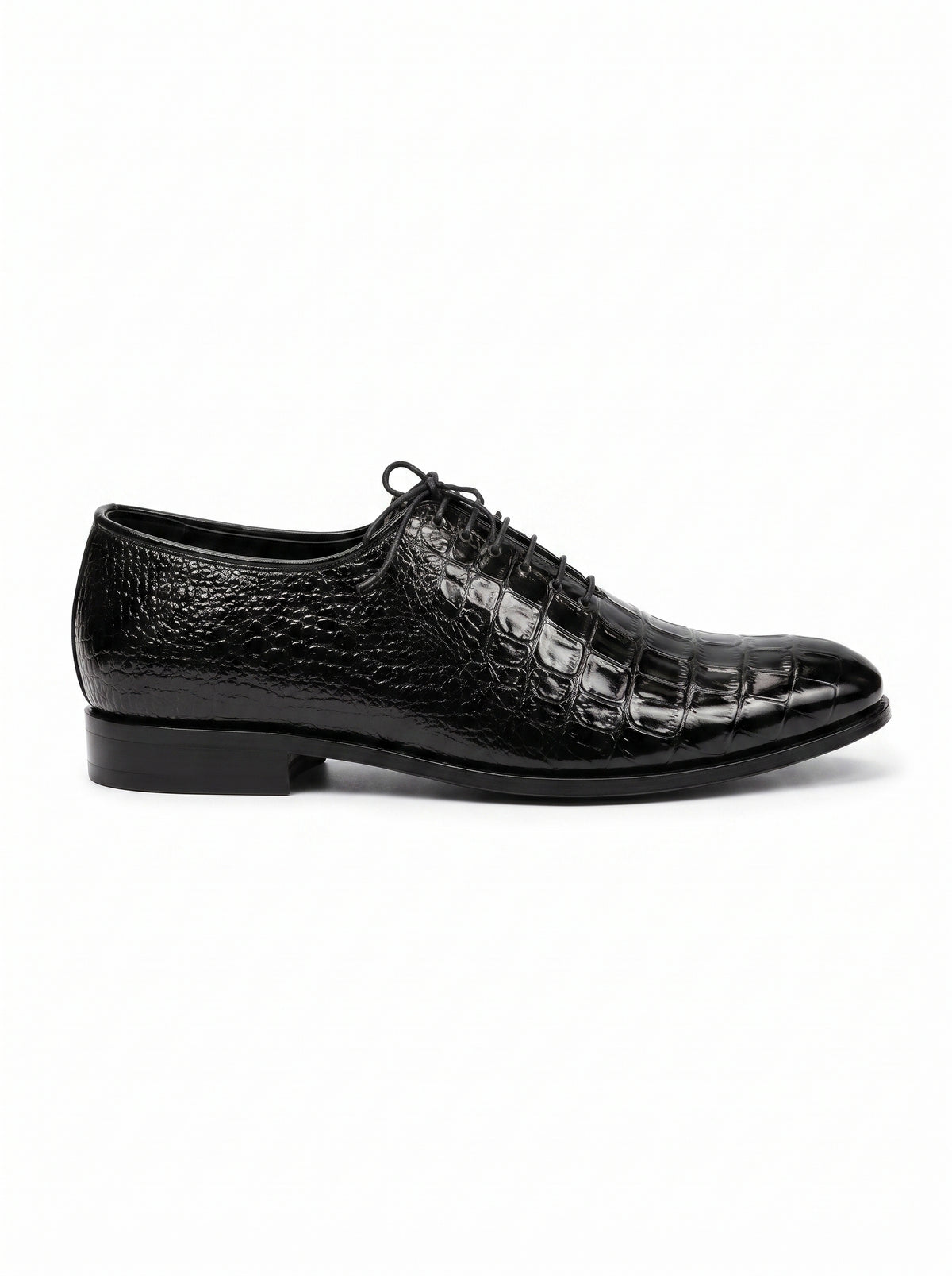 Handmade Croc Black Wholecut Oxford Shoes – Premium Genuine Leather Formal Dress Shoes