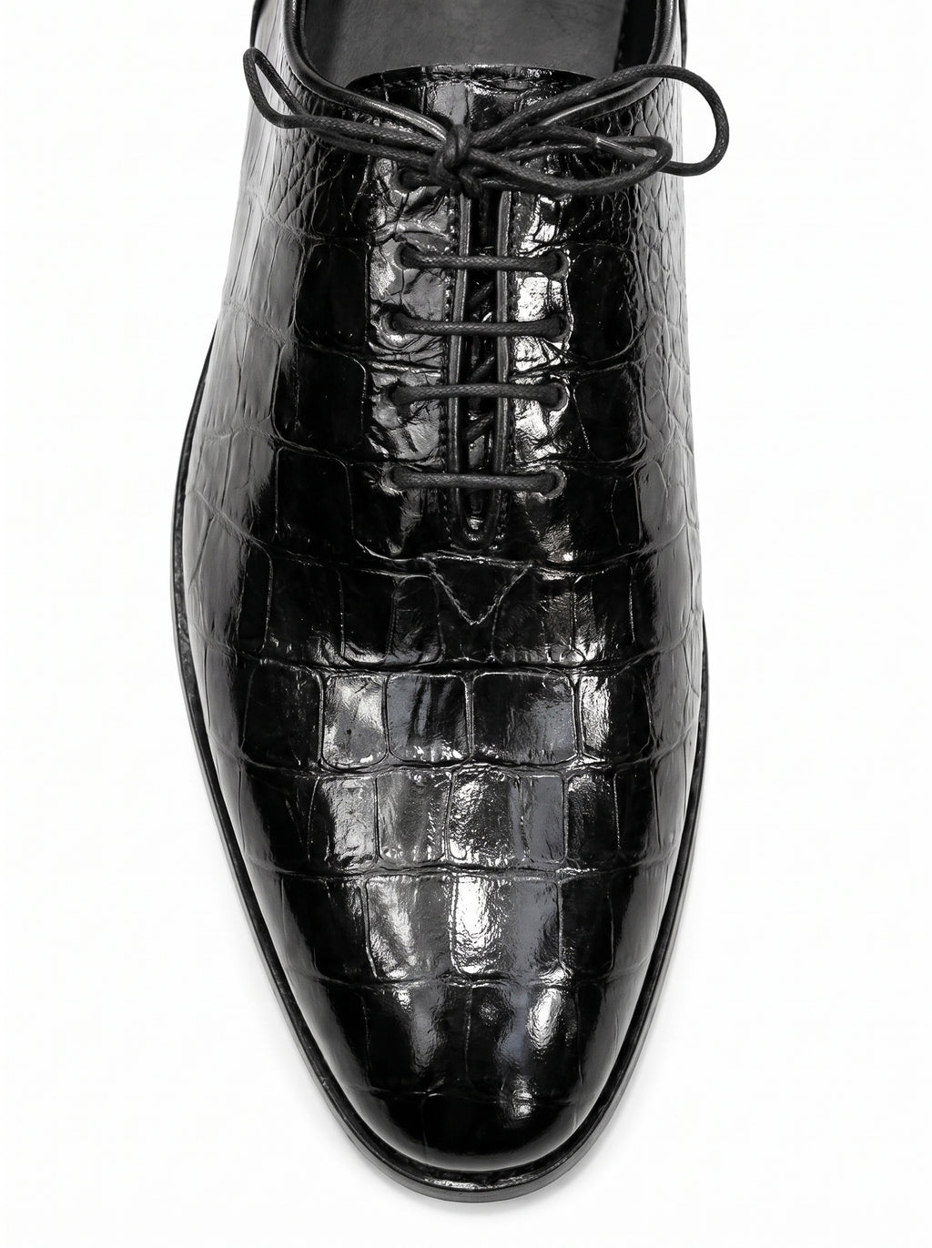 Handmade Croc Black Wholecut Oxford Shoes – Premium Genuine Leather Formal Dress Shoes