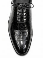 Handmade Croc Black Wholecut Oxford Shoes – Premium Genuine Leather Formal Dress Shoes