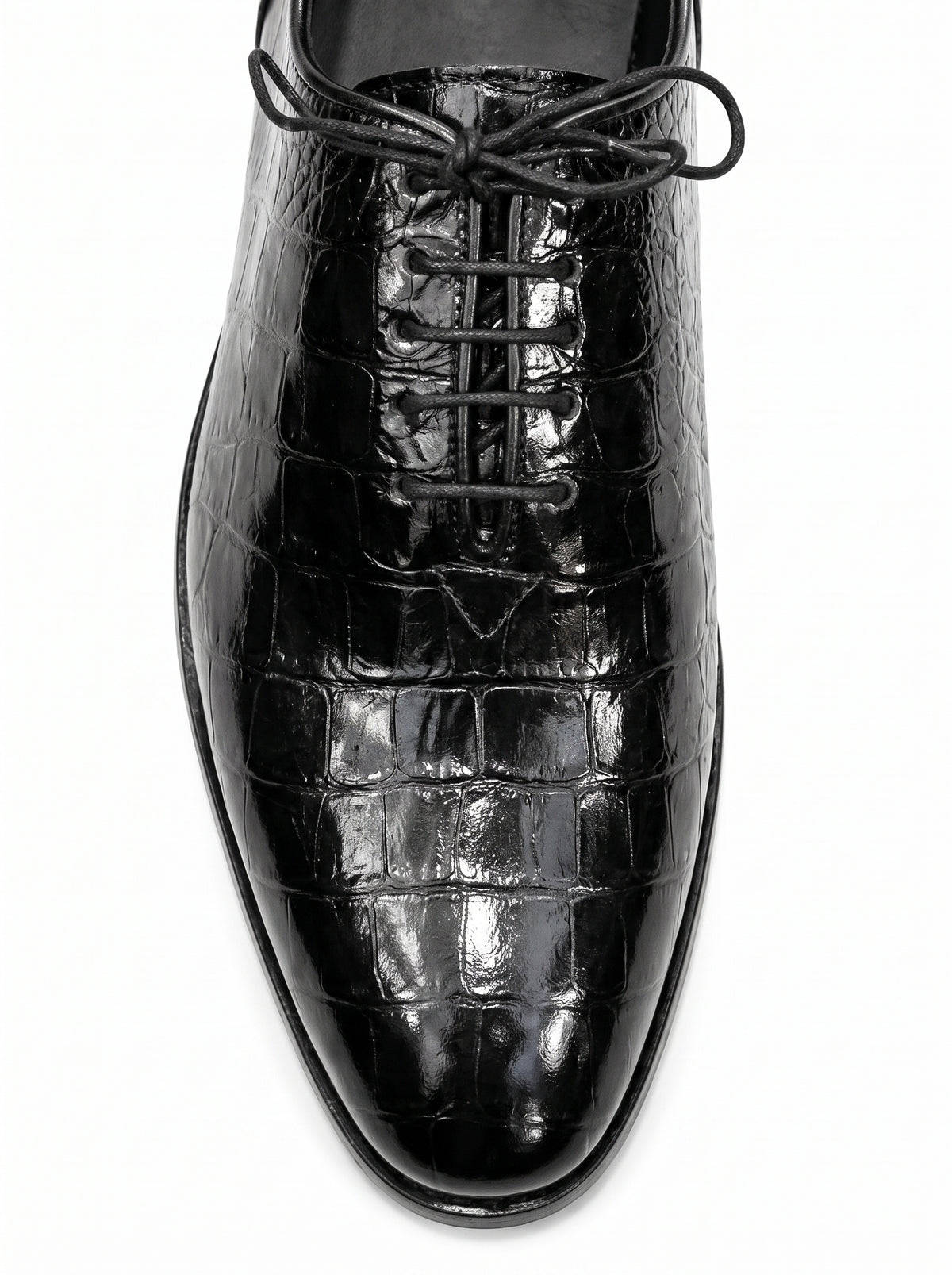 Handmade Croc Black Wholecut Oxford Shoes – Premium Genuine Leather Formal Dress Shoes