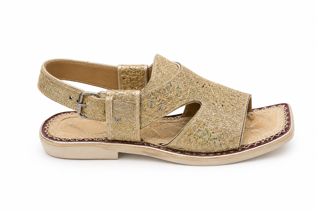 Fancy Peshawari Tilla Kheri – Handmade Traditional Leather Sandal