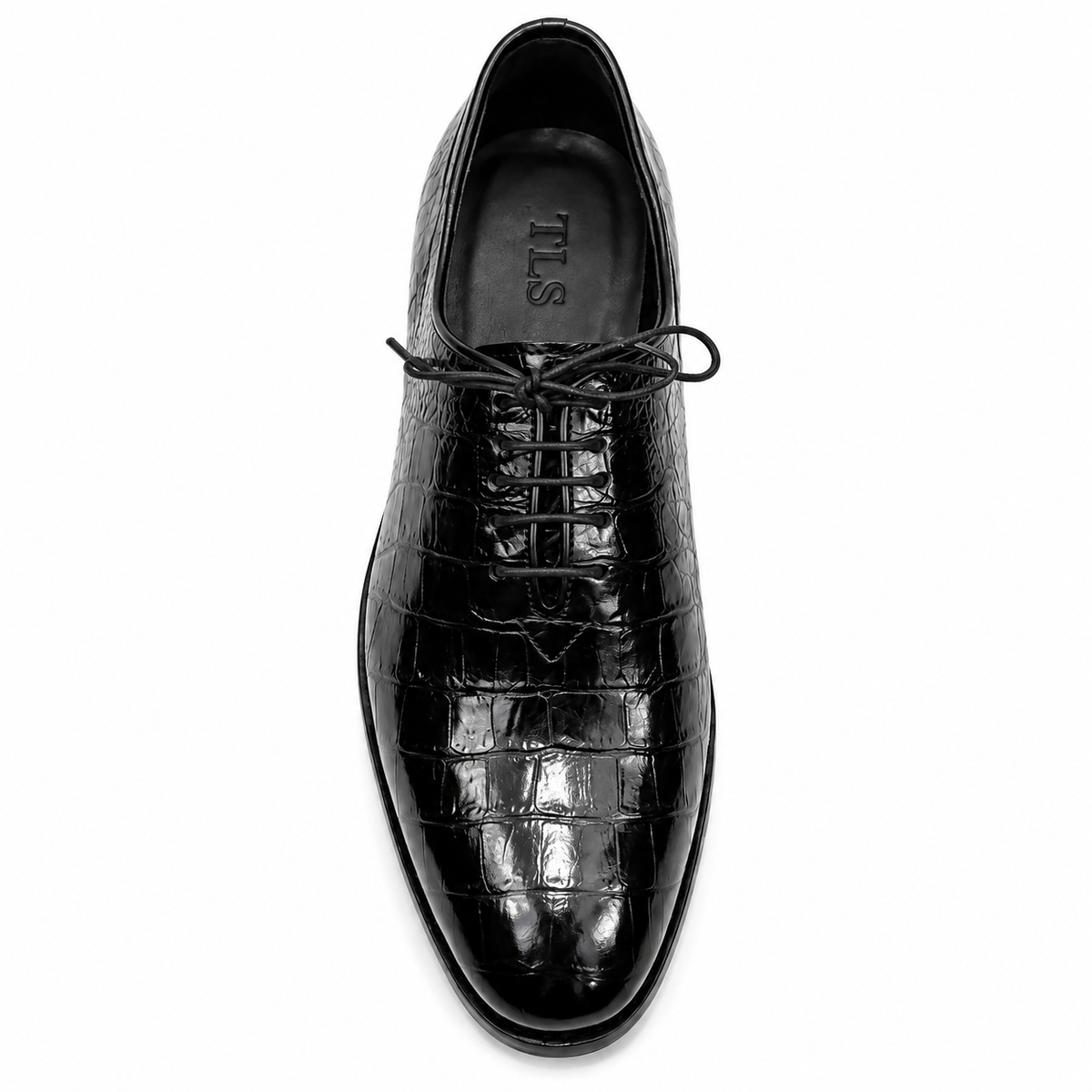 Handmade Croc Black Wholecut Oxford Shoes – Premium Genuine Leather Formal Dress Shoes