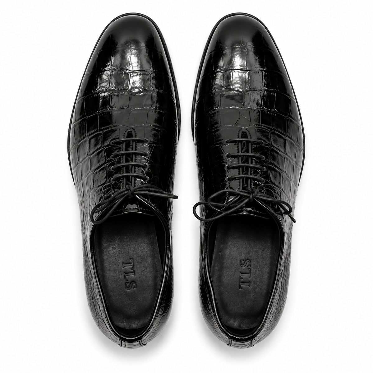 Handmade Croc Black Wholecut Oxford Shoes – Premium Genuine Leather Formal Dress Shoes