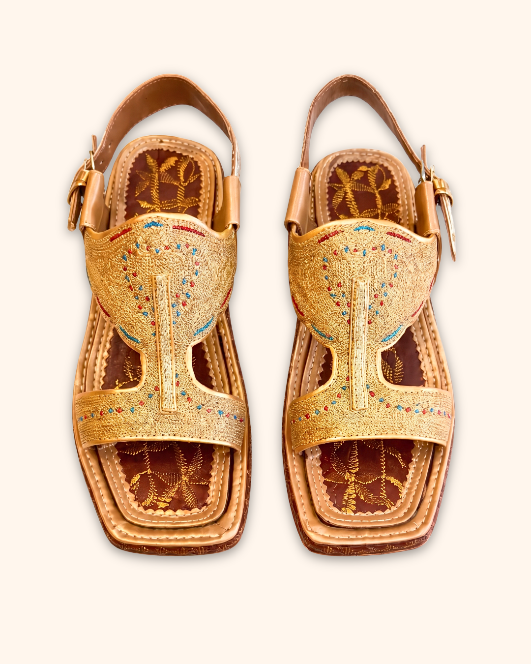 Peshawari Tilla Karhai Chappal – Gold & Silver Embroidery (Premium Handmade)