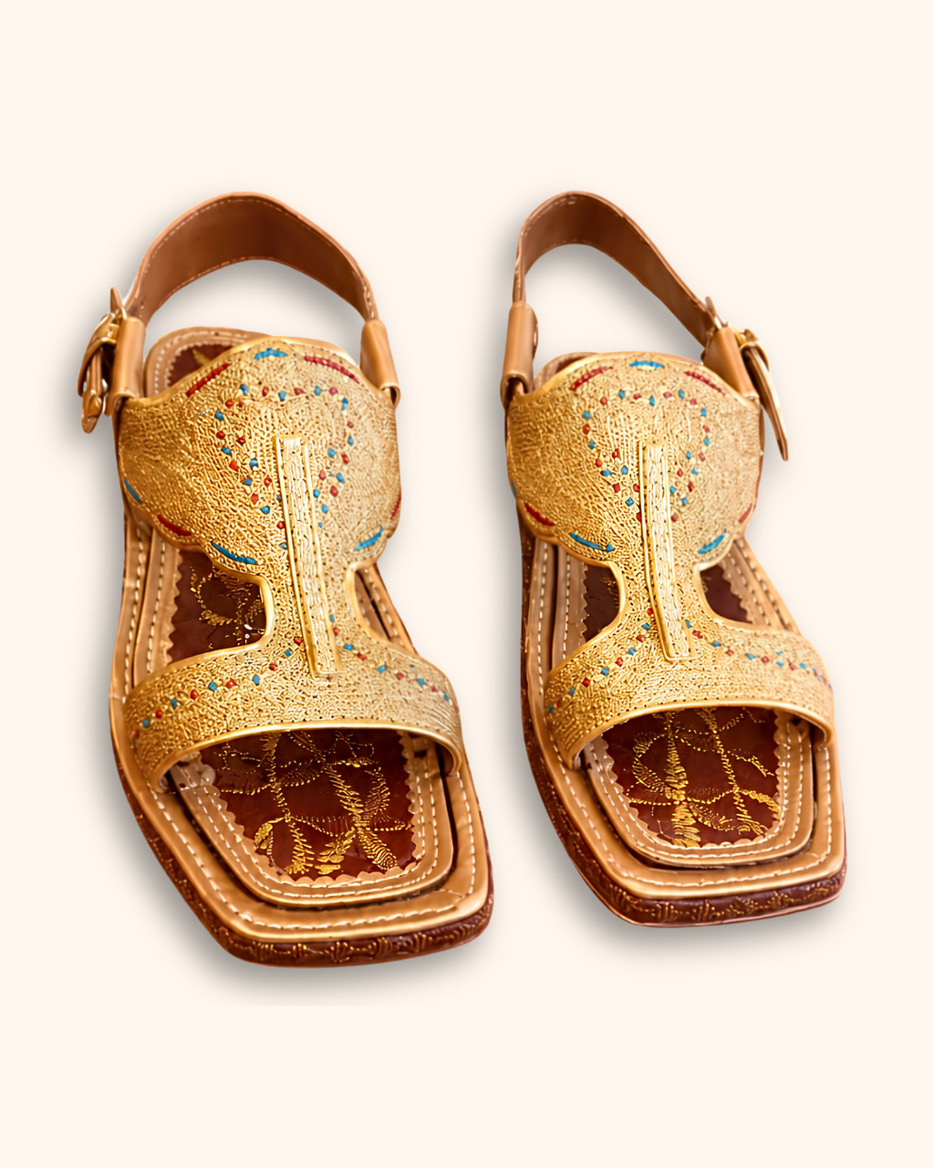 Peshawari Tilla Karhai Chappal – Gold & Silver Embroidery (Premium Handmade)